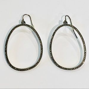 Gunmetal & Marcasite Organic Oval Drop Earrings